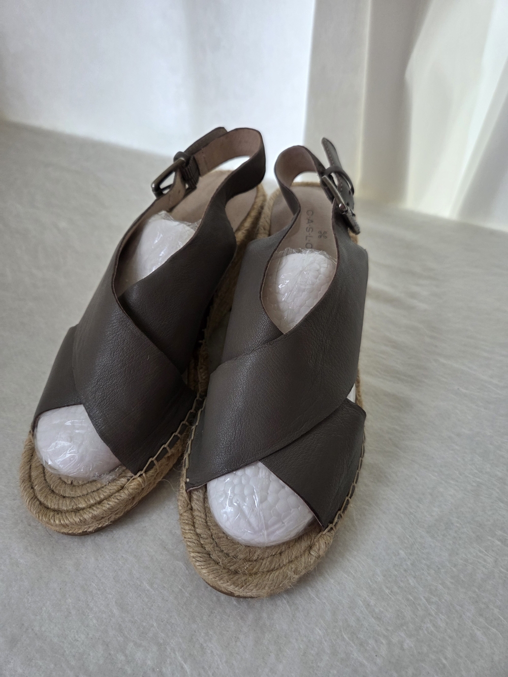 Nordstrom Taupe Gray Crisscross Espadrille Slingback Sandals Quality Leather